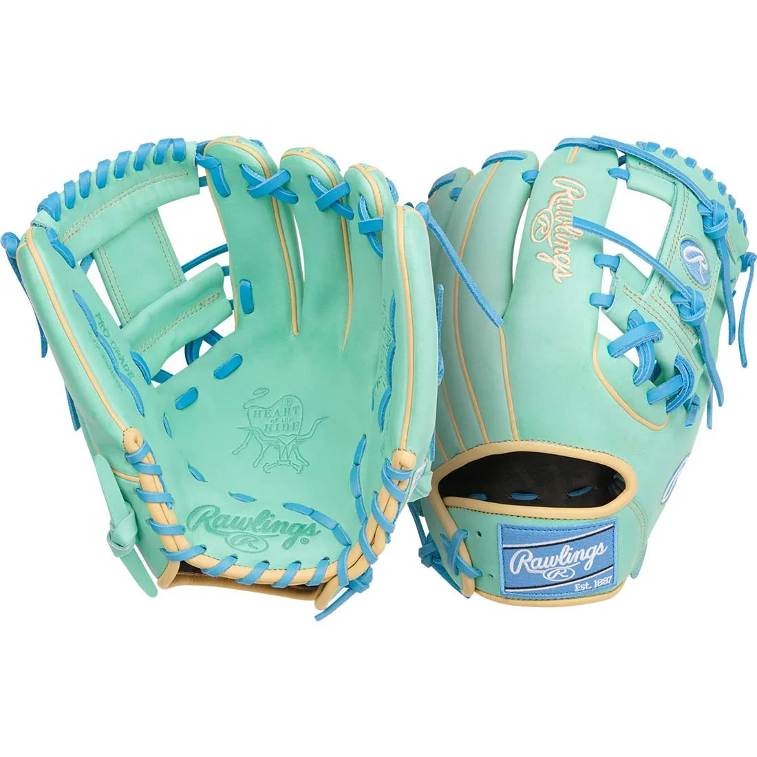 Rawlings Heart of the Hide PROR2175-2M 11.75" Infield Glove – Teal/Blue/Blonde, I-Web, R2G