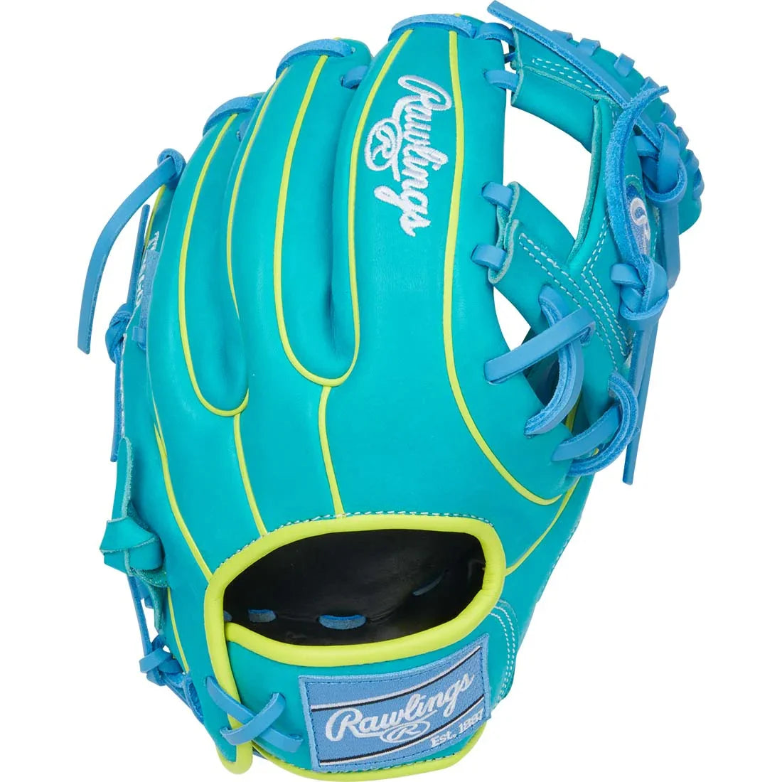 Rawlings Heart of the Hide PROR234U-2TEY 11.5" Infield Baseball Glove – Blue/Green, I-Web, R2G quick break-in
