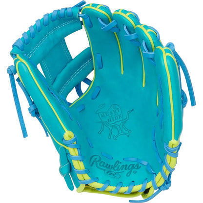 Rawlings Heart of the Hide PROR234U-2TEY 11.5" Infield Baseball Glove – Blue/Green, I-Web, R2G quick break-in