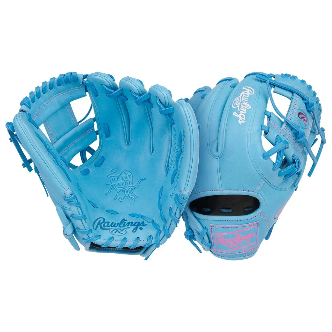Rawlings Heart of the Hide PROR314-2CBCB 11.5" Infield Baseball Glove – Blue/Pink, I-Web, R2G quick break-in