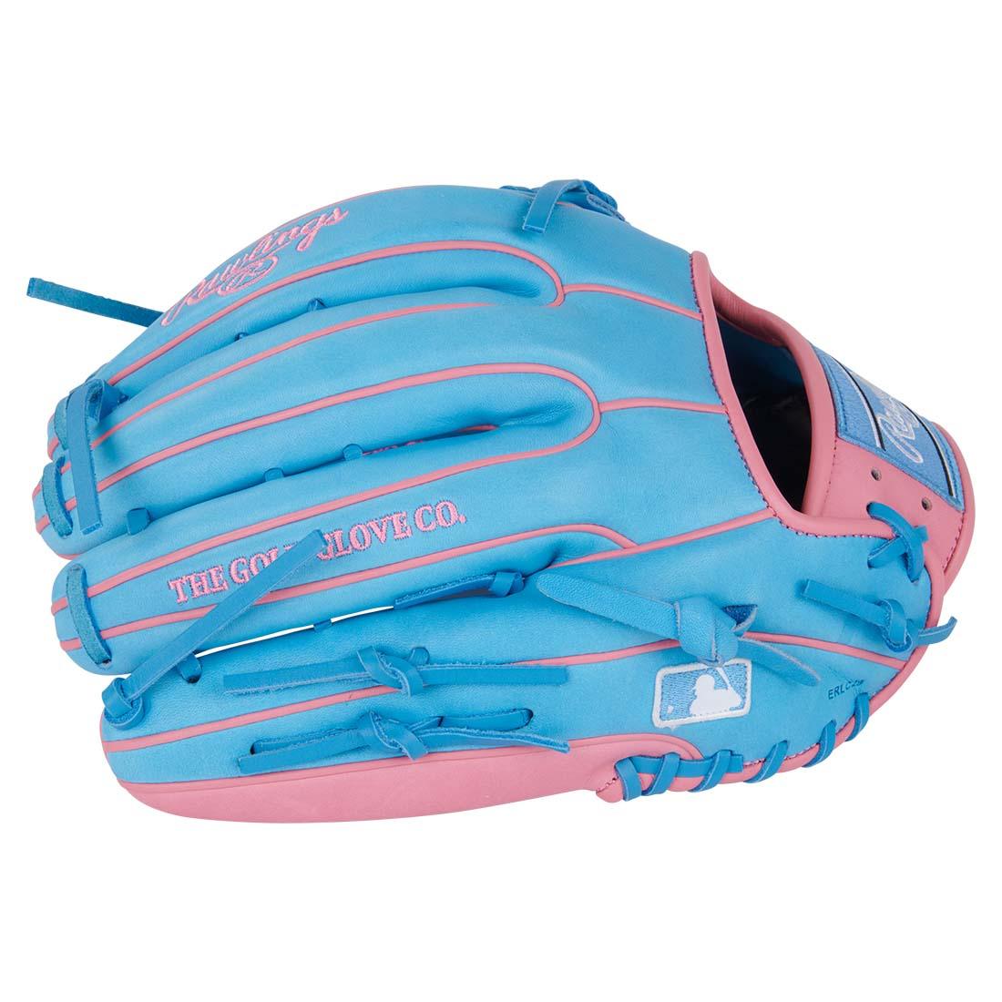 Rawlings Heart of the Hide PROR3319-4CB 12.75" Outfield Glove – Blue/Pink, Modified Trapeze Web