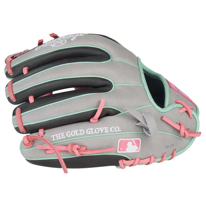 Rawlings Heart of the Hide PROR934-2DSP 11.5" Infield Baseball Glove – Black/Grey/Pink, I-Web, R2G quick break-in