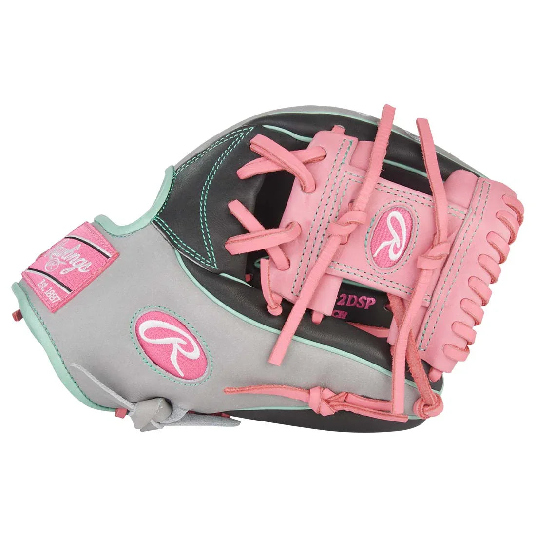Rawlings Heart of the Hide PROR934-2DSP 11.5" Infield Baseball Glove – Black/Grey/Pink, I-Web, R2G quick break-in