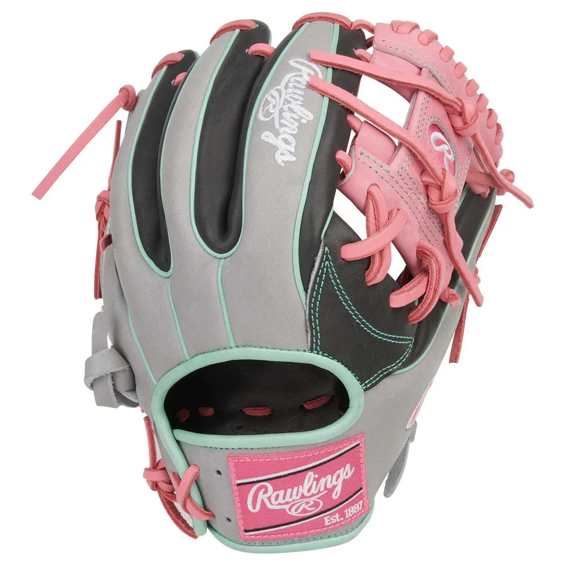 Rawlings Heart of the Hide PROR934-2DSP 11.5" Infield Baseball Glove – Black/Grey/Pink, I-Web, R2G quick break-in