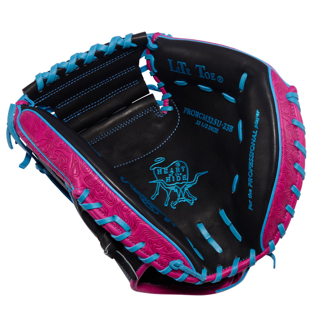Black and Pink Rawlings Heart of the Hide 32.5 inch catchers mitt 1-Piece Solid Web Pocket View