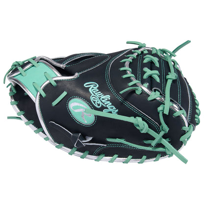 Rawlings Heart of the Hide CR29 34 inch catchers mitt Cal Raleigh Navy and Seafoam Green
