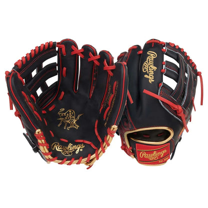 Rawlings Heart of the Hide PRORNA28N 12" Utility Baseball Glove – Black/Red/Blue, H-Web, R2G quick break-in
