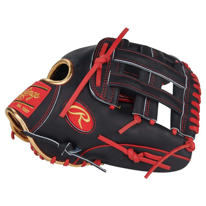 Rawlings Heart of the Hide PRORNA28N 12" Utility Baseball Glove – Black/Red/Blue, H-Web, R2G quick break-in