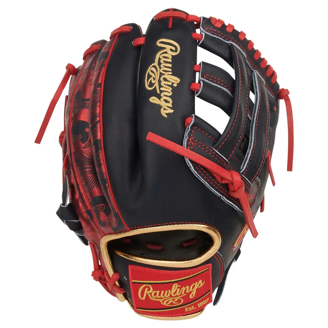 Rawlings Heart of the Hide PRORNA28N 12" Utility Baseball Glove – Black/Red/Blue, H-Web, R2G quick break-in