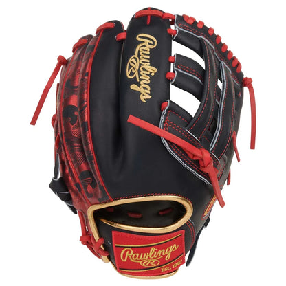 Rawlings Heart of the Hide PRORNA28N 12" Utility Baseball Glove – Black/Red/Blue, H-Web, R2G quick break-in