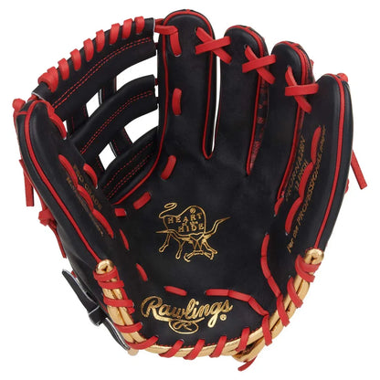Rawlings Heart of the Hide PRORNA28N 12" Utility Baseball Glove – Black/Red/Blue, H-Web, R2G quick break-in