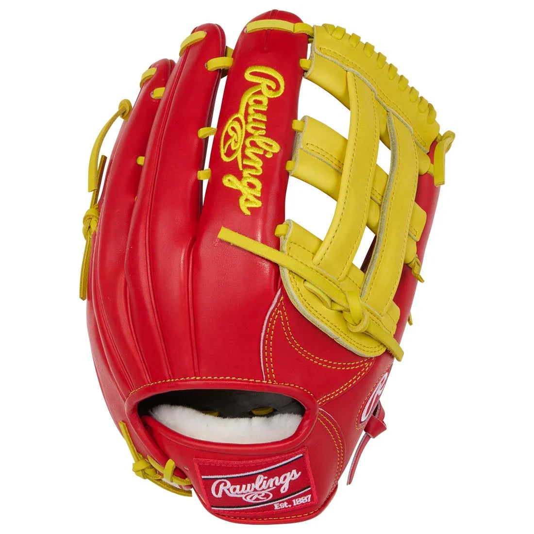 Rawlings Pro Preferred PROS3039-6S 12.75" Outfield Baseball Glove – Red/Yellow, H-Web, kip leather, long-finger 3039 pattern, stiff player break-in