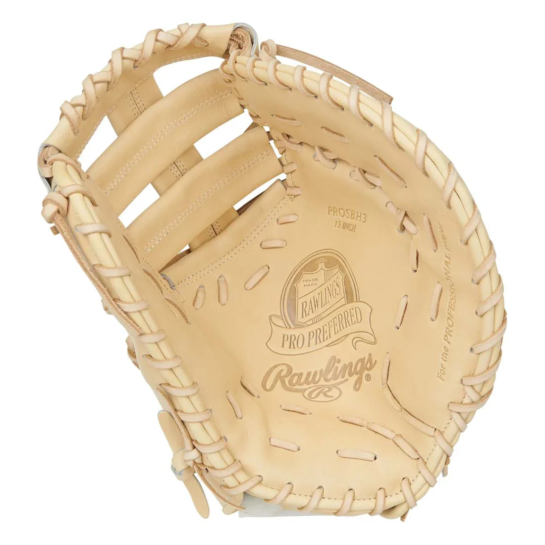 Rawlings Pro Preferred PROSBH3 13" Bryce Harper First Base Mitt – Blonde, Single Post Double Bar, kip leather, stiff player break-in