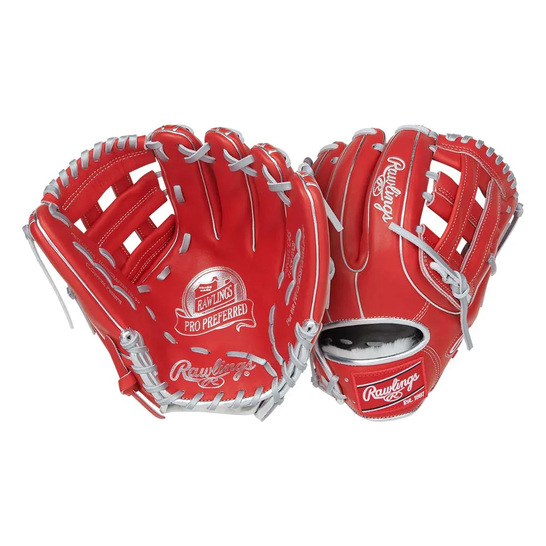 Rawlings Pro Preferred PROSCC4S 11.75" Carlos Correa Infield Baseball Glove – Red/Silver, H-Web, kip leather, stiff player break-in