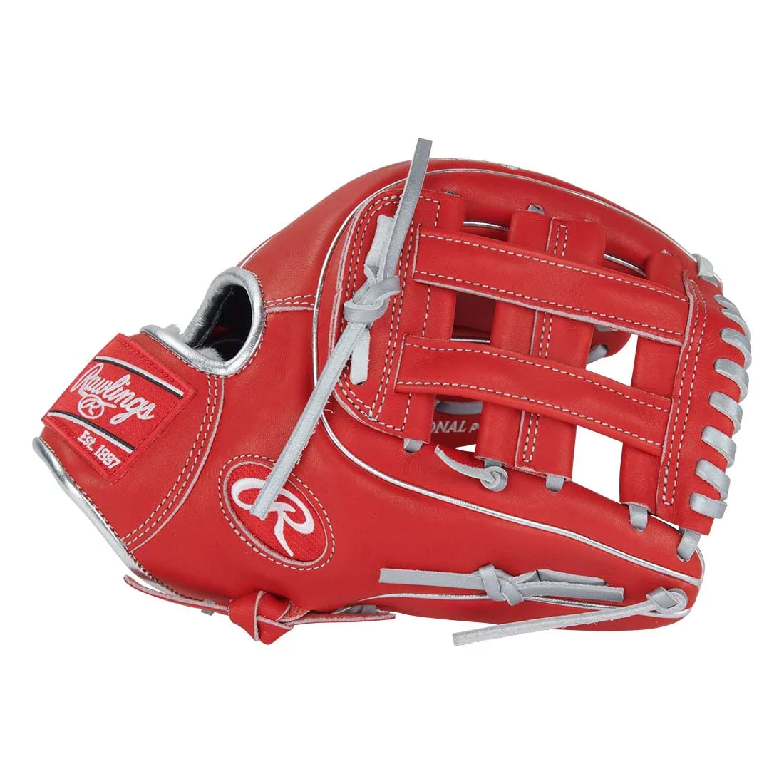Rawlings Pro Preferred PROSCC4S 11.75" Carlos Correa Infield Baseball Glove – Red/Silver, H-Web, kip leather, stiff player break-in
