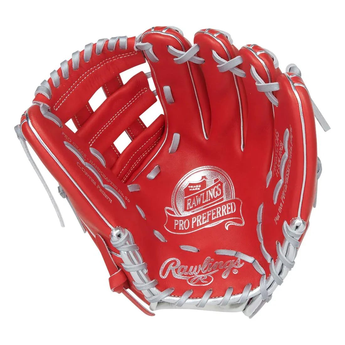 Rawlings Pro Preferred PROSCC4S 11.75" Carlos Correa Infield Baseball Glove – Red/Silver, H-Web, kip leather, stiff player break-in