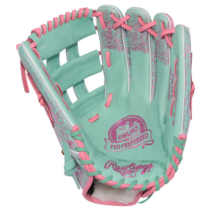 Rawlings Pro Preferred FTJ23 outfield glove hand stall and wrist detail