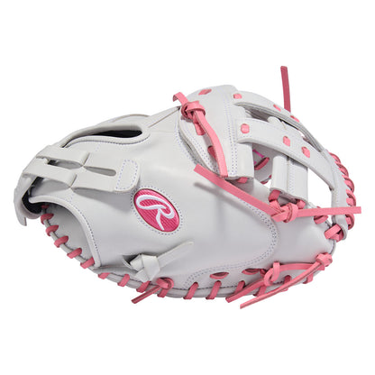 Rawlings White and Pink Liberty Advanced 33 inch catcher mitt Modified H Web detail