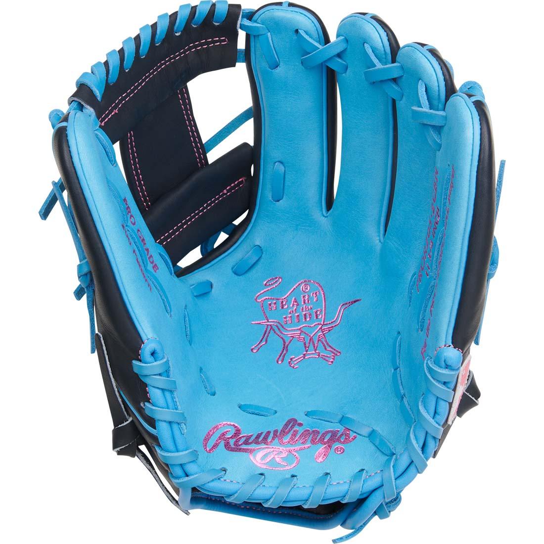 Rawlings Heart of the Hide PROR205-2CBN 11.75" Infield Glove – Blue/Pink/Black, I-Web