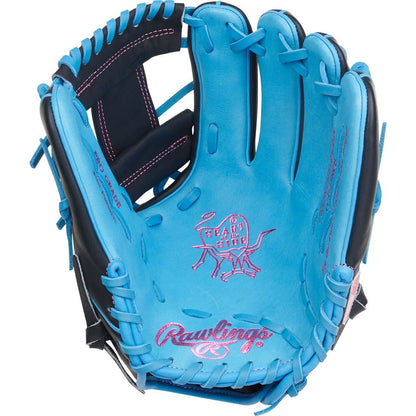 Rawlings Heart of the Hide PROR205-2CBN 11.75" Infield Glove – Blue/Pink/Black, I-Web