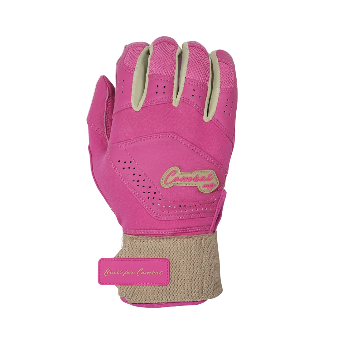 COMBAT MFG Ying Yang Long Strap Batting Gloves: Sand/Pink