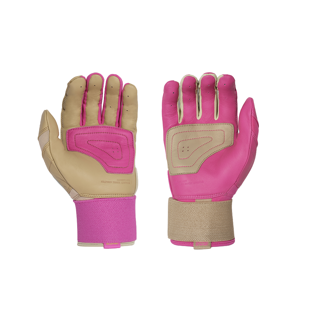 COMBAT MFG Ying Yang Long Strap Batting Gloves: Sand/Pink