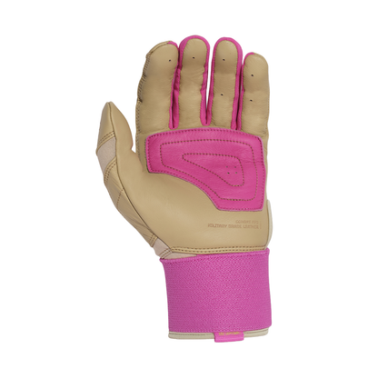 COMBAT MFG Ying Yang Long Strap Batting Gloves: Sand/Pink