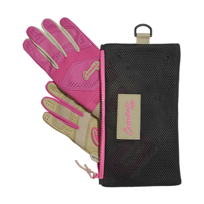 COMBAT MFG Ying Yang Long Strap Batting Gloves: Sand/Pink