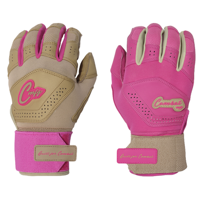 COMBAT MFG Ying Yang Long Strap Batting Gloves: Sand/Pink