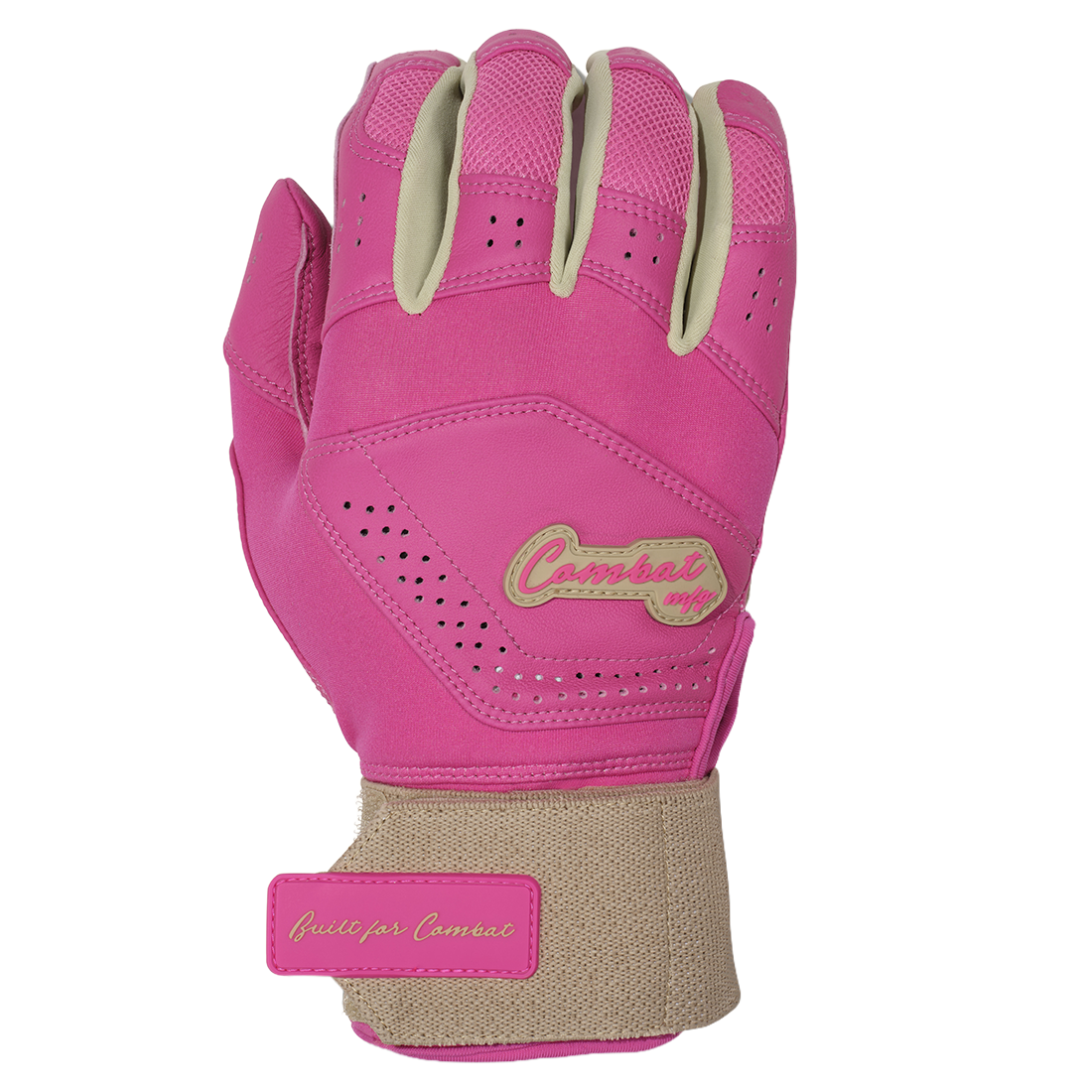 COMBAT MFG Ying Yang Long Strap Batting Gloves: Sand/Pink