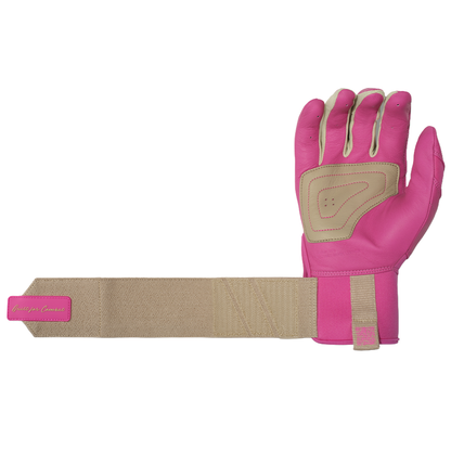 COMBAT MFG Ying Yang Long Strap Batting Gloves: Sand/Pink