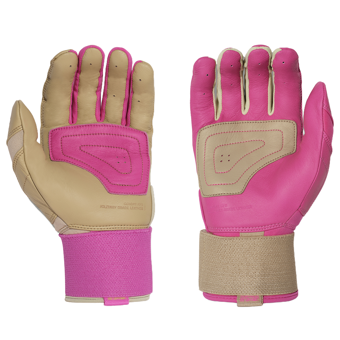 COMBAT MFG Ying Yang Long Strap Batting Gloves: Sand/Pink