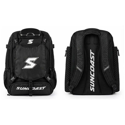 Suncoast player batpack BG-030 all black holds 2 to 4 bats detachable helmet carrier