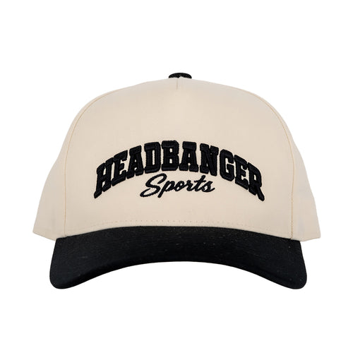headbanger sports vintage white black snapback cap