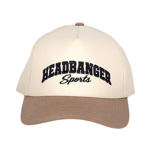 headbanger sports vintage white khaki snapback cap