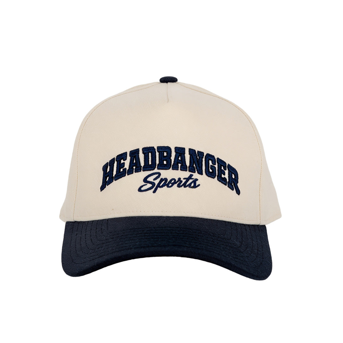 headbanger sports vintage white navy snapback cap