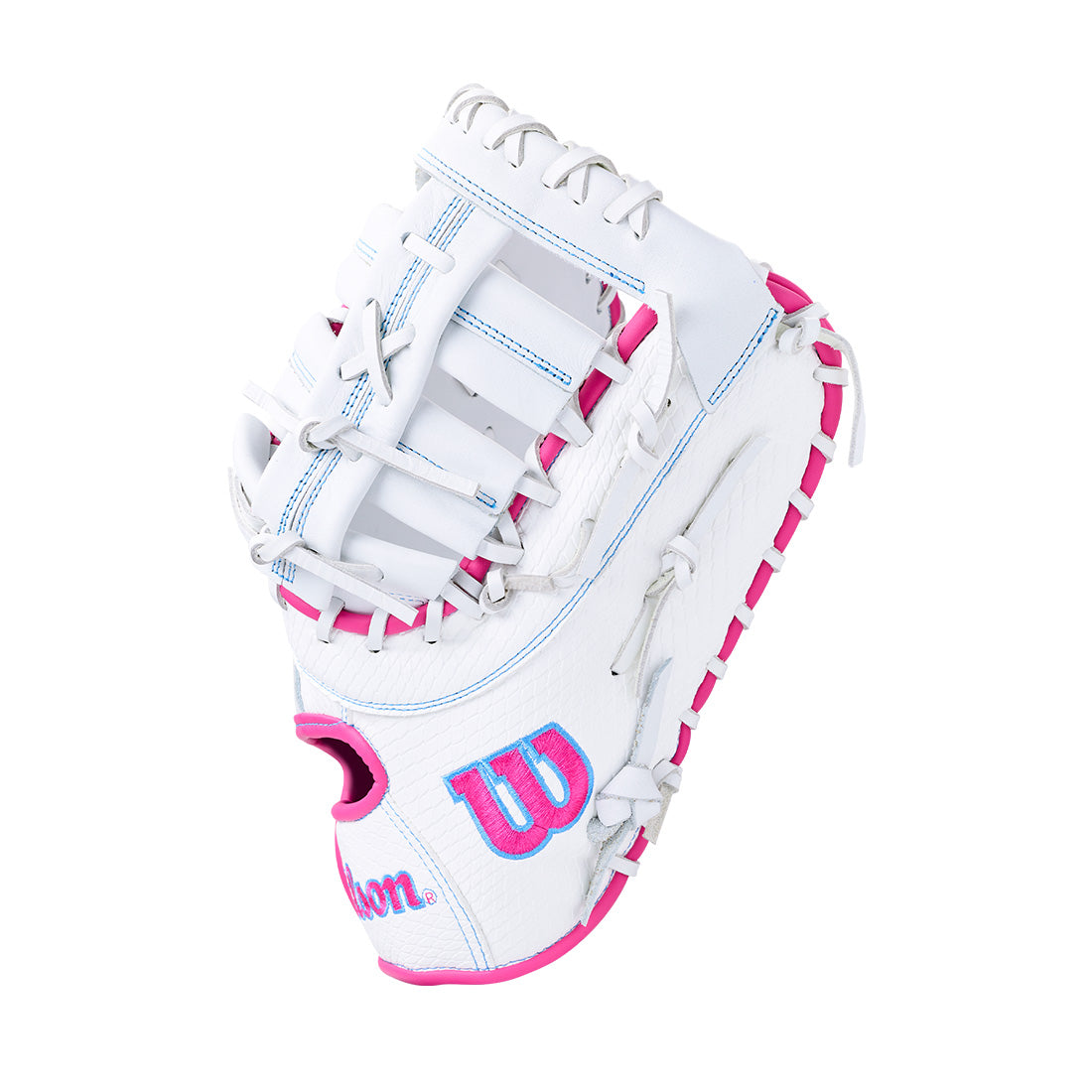 Wilson A1000 fastpitch first-base mitt with SuperSnakeSkin

