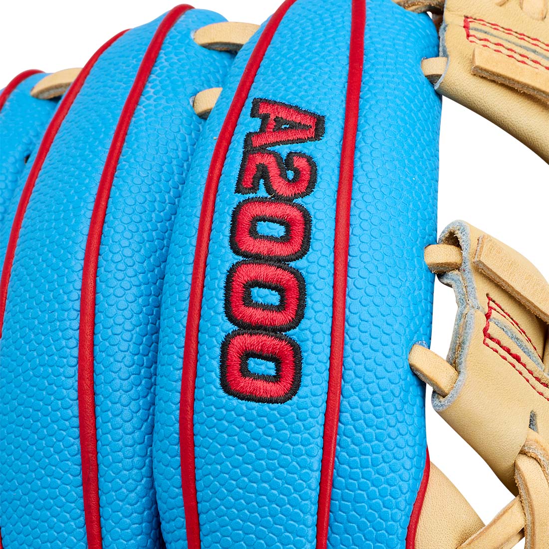 A2000 Logo 2027 Wilson A2000 PF88SS 11.25 inch infield baseball glove Blonde Red Sky Blue