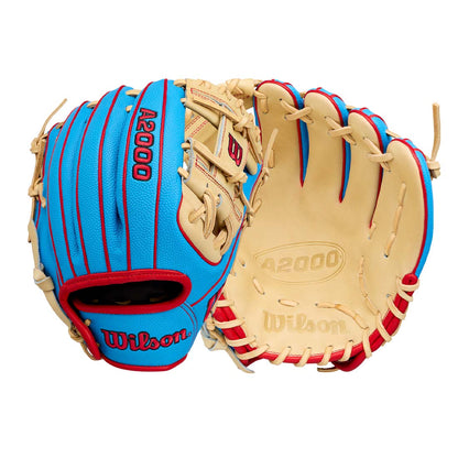 2027 Wilson A2000 PF88SS 11.25 inch infield baseball glove Blonde Red Sky Blue