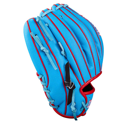2027 Wilson A2000 1786SS Sky Blue SuperSkin baseball glove side view