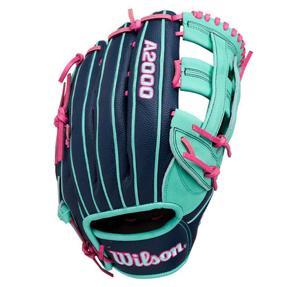 2027 Wilson A2000 1750 12.5 inch outfield baseball glove Seafoam Navy Flamingo
