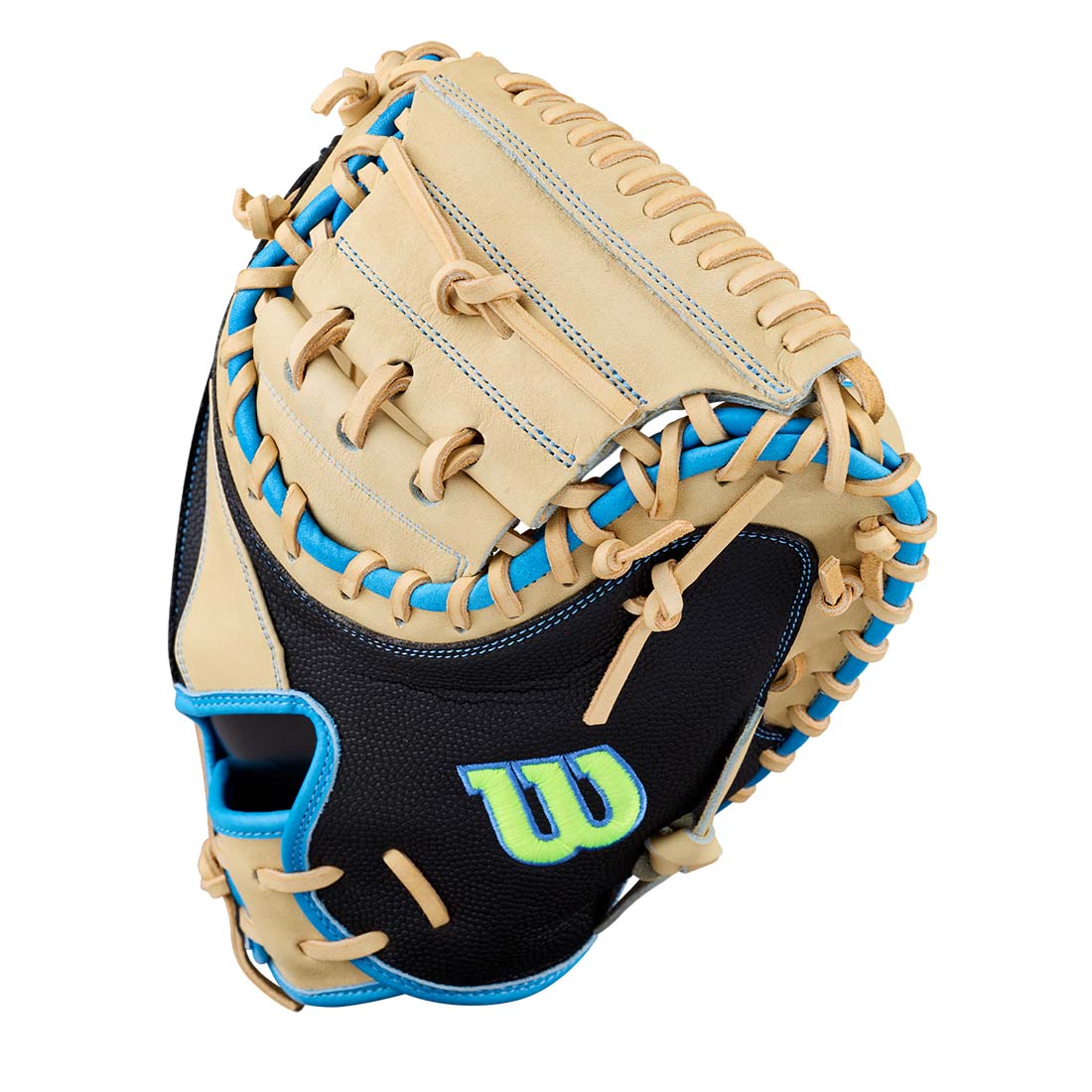 2027 Wilson A2000 M23SS Black SuperSkin catcher’s mitt side view