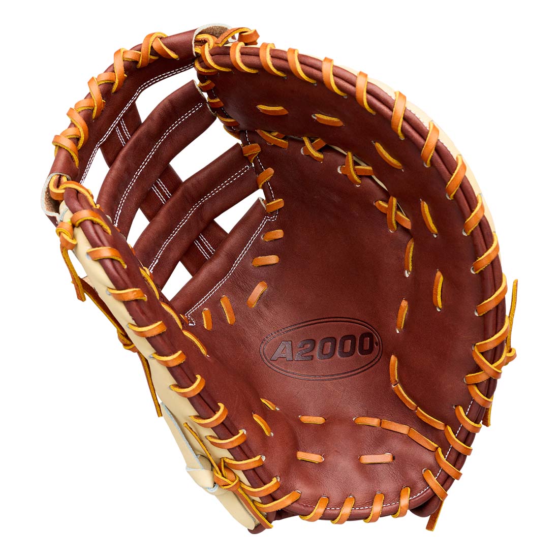 2027 Wilson A2000 1673 Walnut Pro Stock Leather palm detail