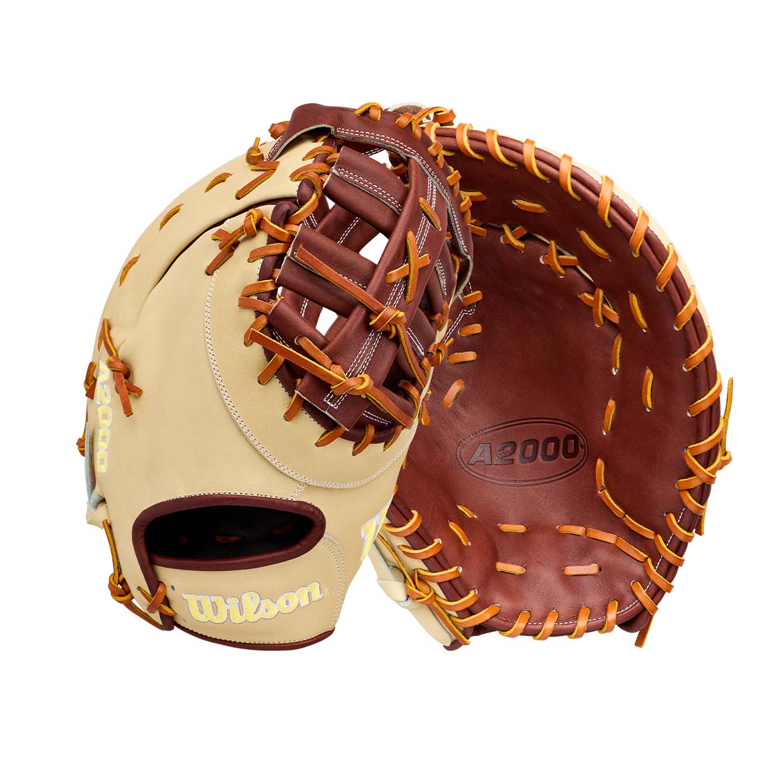2027 Wilson A2000 1673 13 inch baseball first base mitt Walnut Blonde Saddle Tan