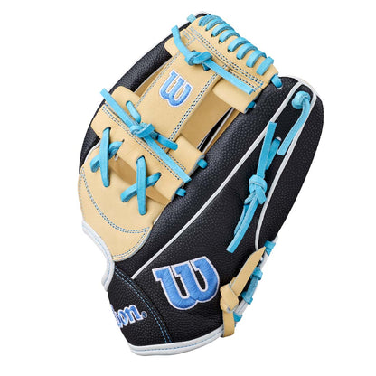 2027 Wilson A2000 FP1175SS Black SuperSkin fastpitch glove side view