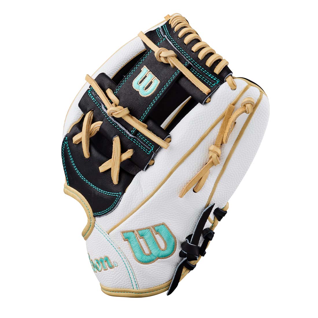 2027 Wilson A2000 H12SS White SuperSkin fastpitch glove side view