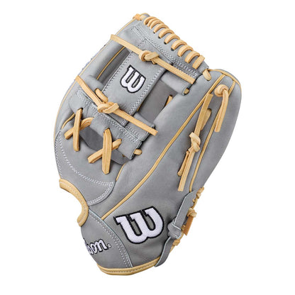 2027 Wilson A2000 H12 Gray Pro Stock Leather fastpitch glove side view