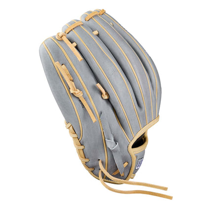 2027 Wilson A2000 H12 Gray Pro Stock Leather fastpitch glove side view