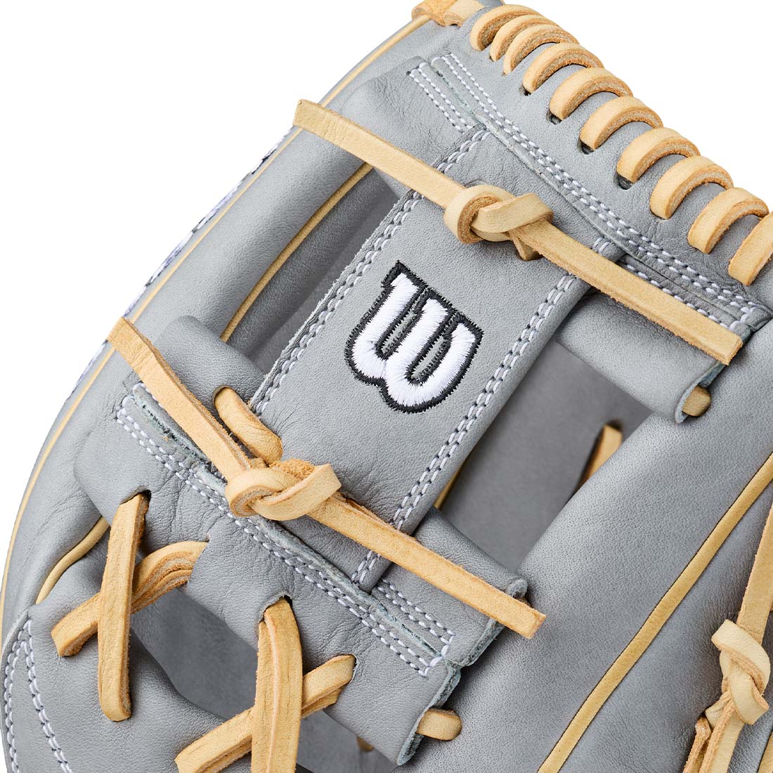2027 Wilson A2000 H12 Gray Pro Stock Leather fastpitch glove side view