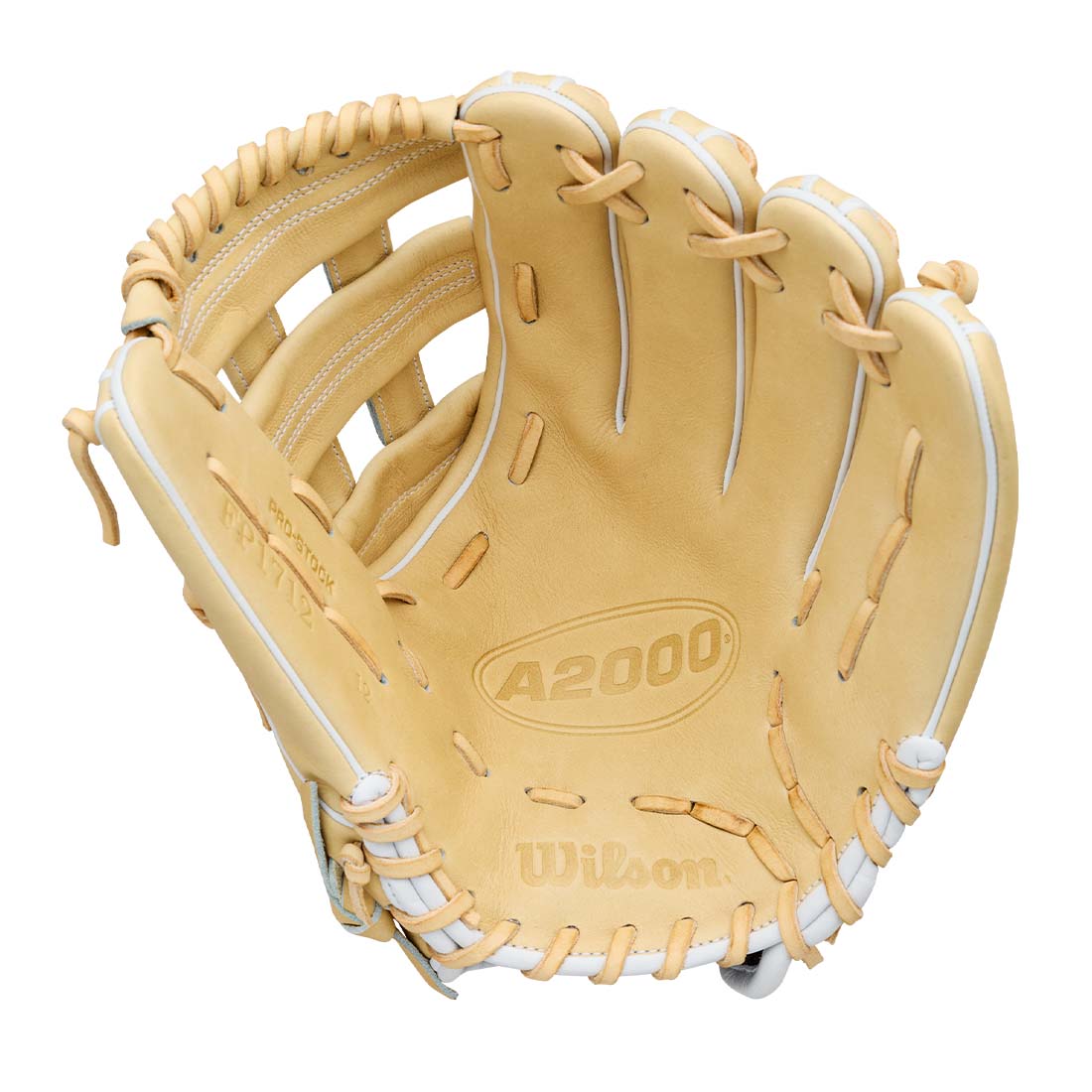 2027 Wilson A2000 FP1712 Blonde Pro Stock Leather palm detail